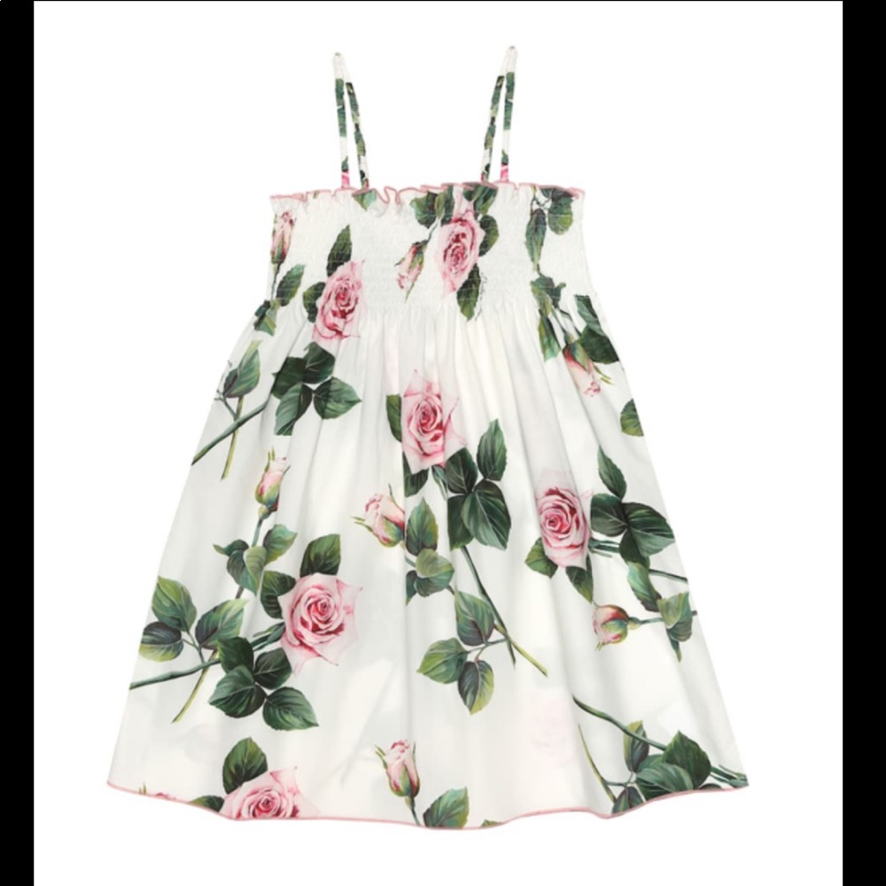 DOLCE & GABBANA
Tropical Rose Girls Smocked Dress White Size 8